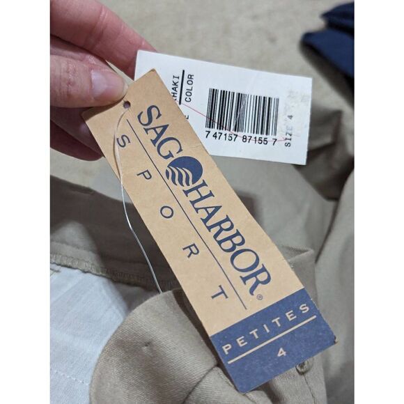 Sag Harbor Women's Tan High Waist Flat Front Stretch Trouser Pants Size 4P NWT - Picture 6 of 6